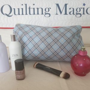 Make up bag-blue tartan