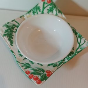 Bowl holder – reversible, green on white, 8x8