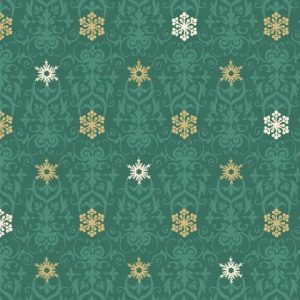 Deco the Halls Snowflake Damask Green quilting fabric