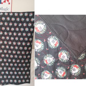 Plush backing, frida kahlo skulls black 43x50